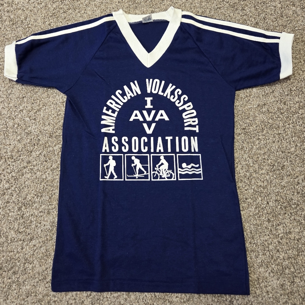 Vintage 70's AVA Fitness Club Tshirt Ringer Single Stitch Size Med